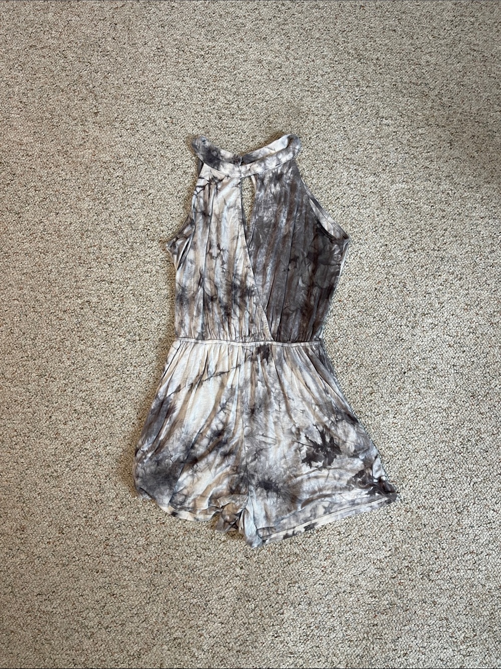 Molly Green Women’s Tie-Dye Halter Romper in Gray & White